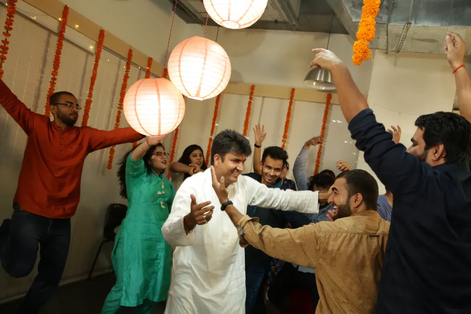 Dancing at an office celebration