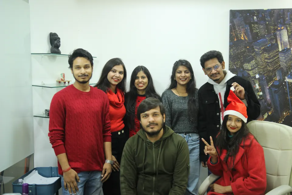 Colleagues celebrating Christmas