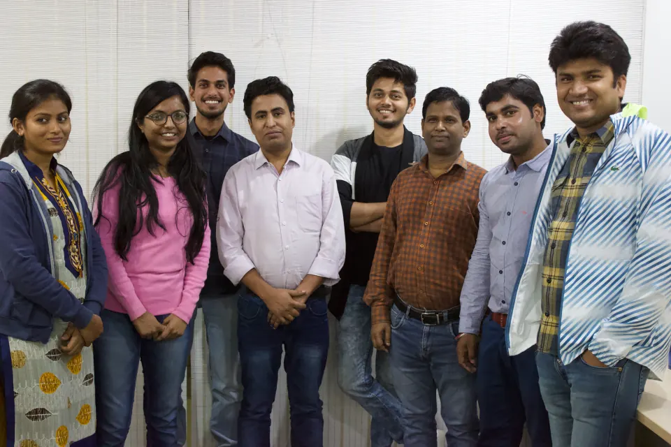 The team together in the office